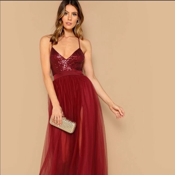 shein red prom dress